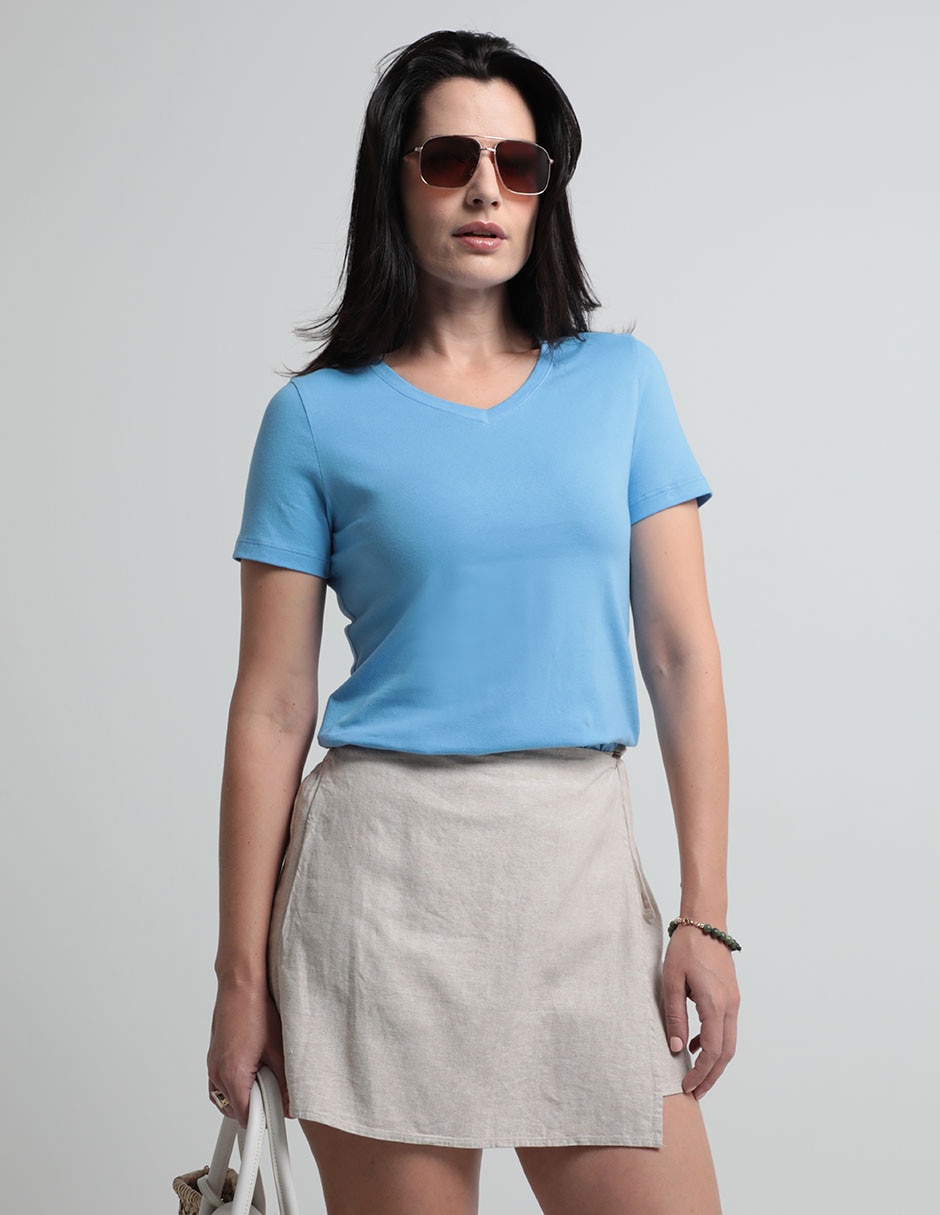 Playera manga corta cuello v para mujer Playera manga corta cuello v para mujer