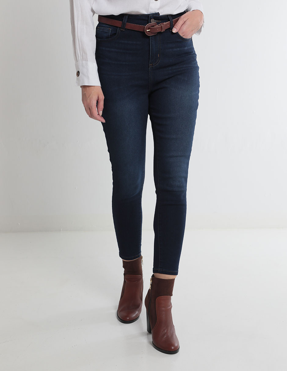 Jeans skinny corte cintura para mujer 1