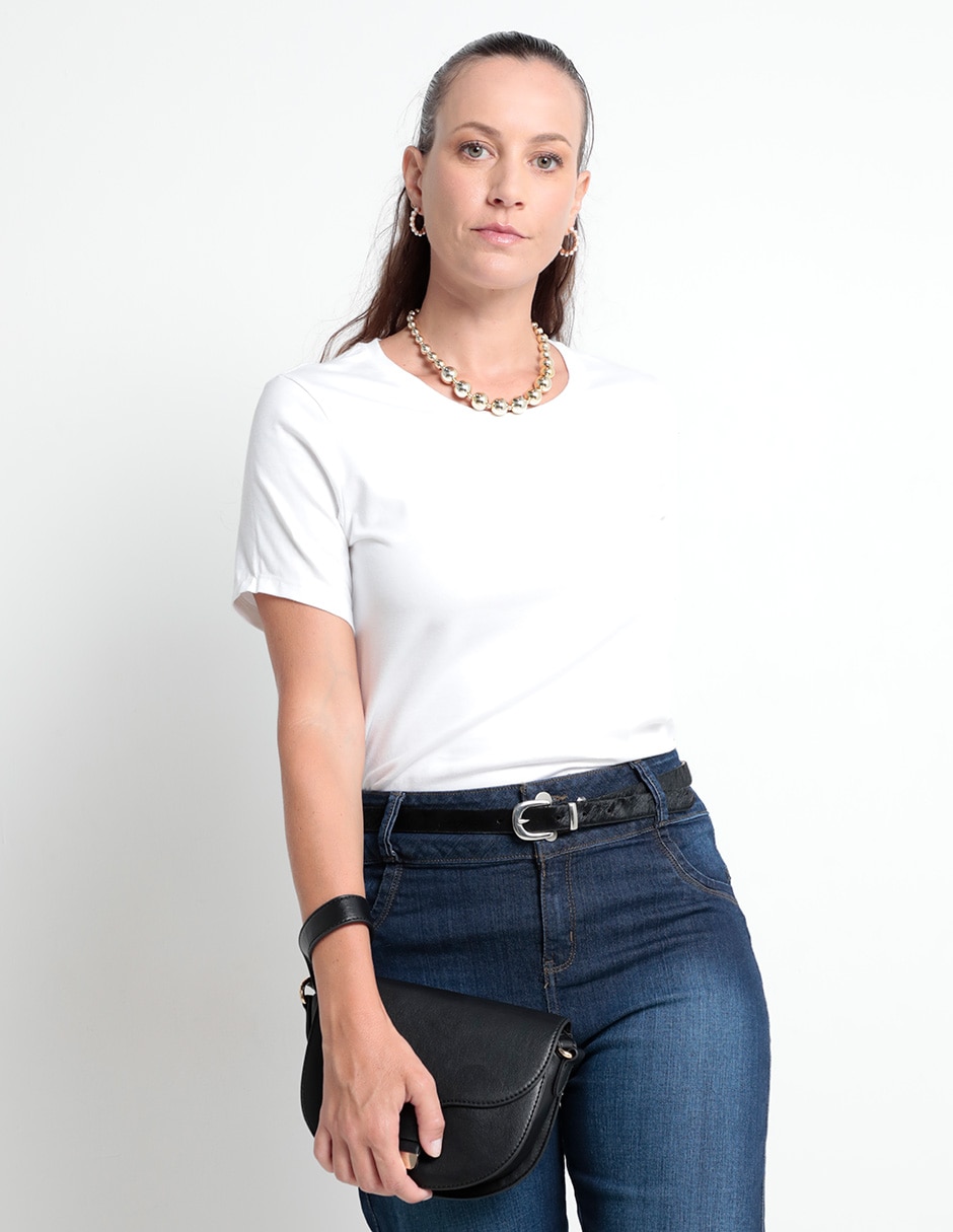 Playera manga corta cuello redondo para mujer Playera manga corta cuello redondo para mujer