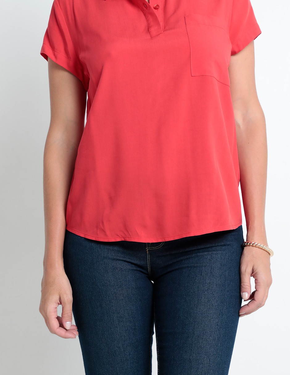 BLUSA WKMN25060-02 W, CH, CARMÍN CLARO
