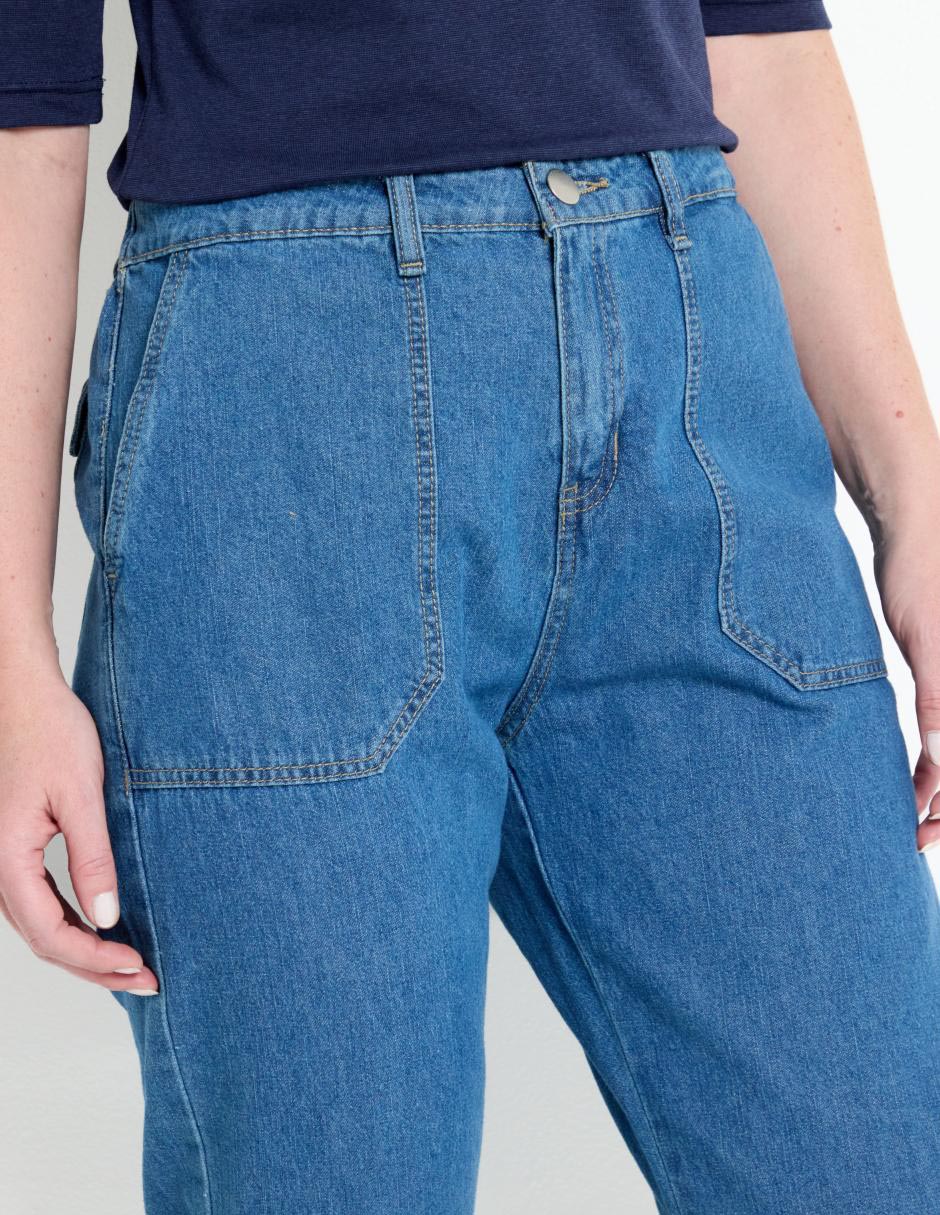 Jeans straight corte cintura para mujer 4