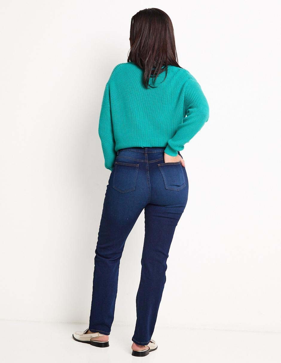 Jeans straight corte cintura para mujer