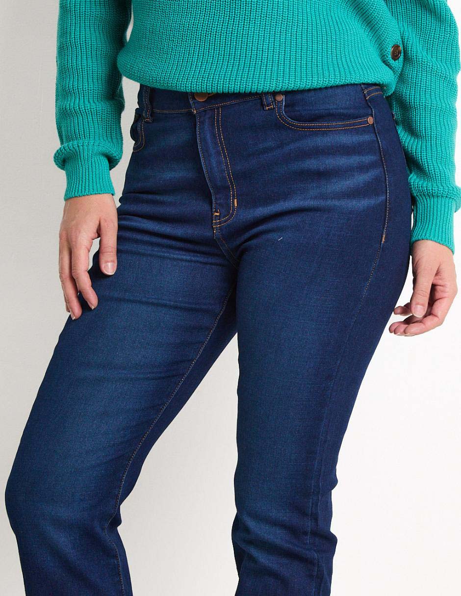 Jeans straight corte cintura para mujer
