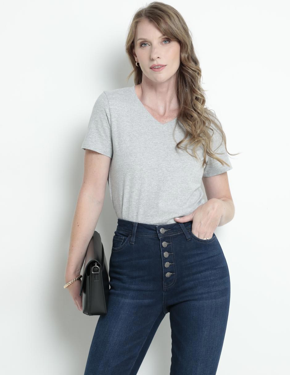 Playera manga corta cuello V para mujer Playera manga corta cuello V para mujer