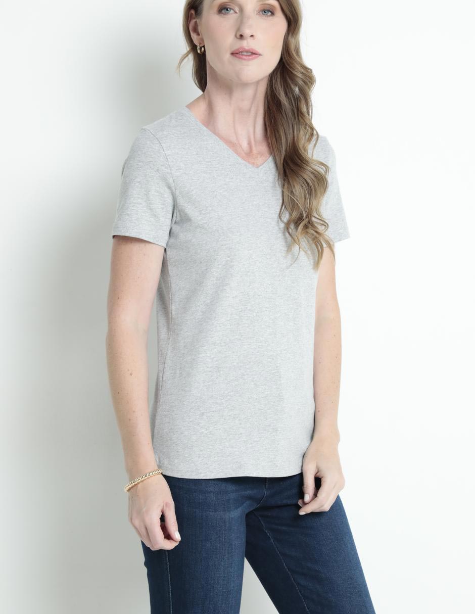 Playera manga corta cuello V para mujer 5