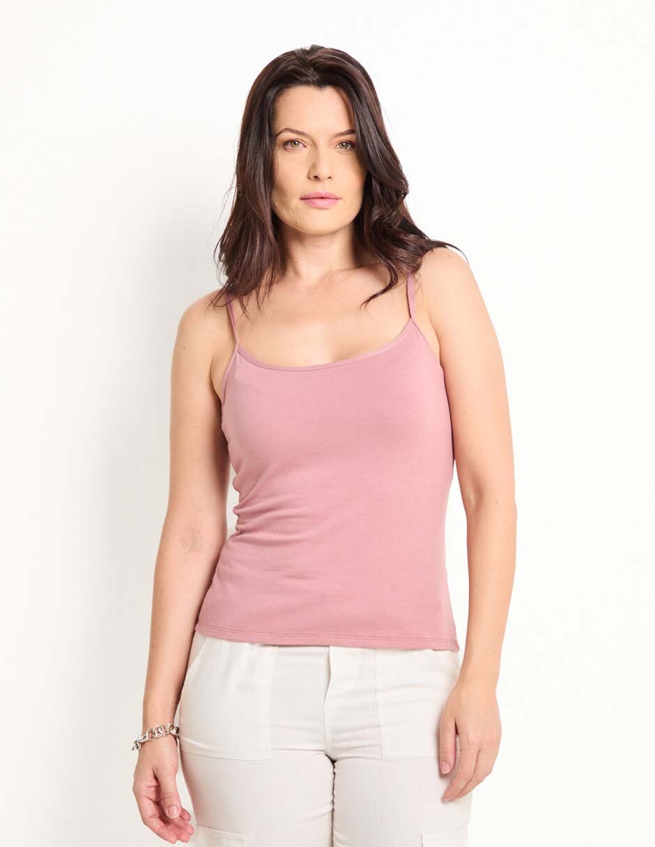 Top escote medio tirante delgado