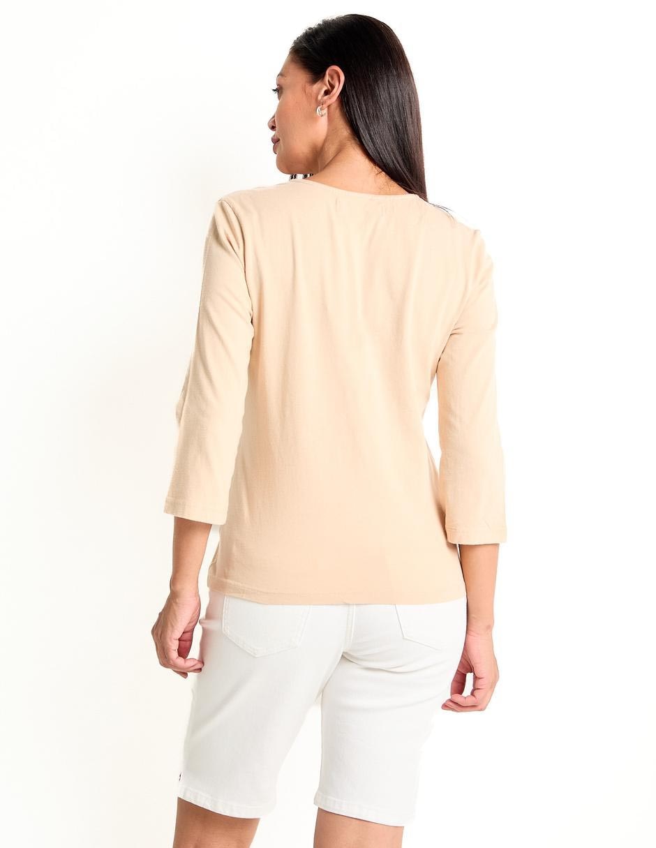 Playera manga 3/4 cuello redondo para mujer 2