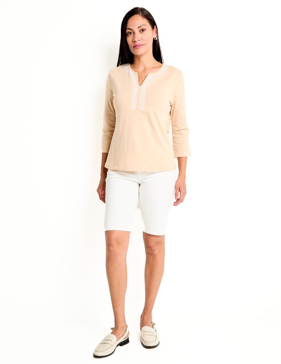 Playera manga 3/4 cuello redondo para mujer 3