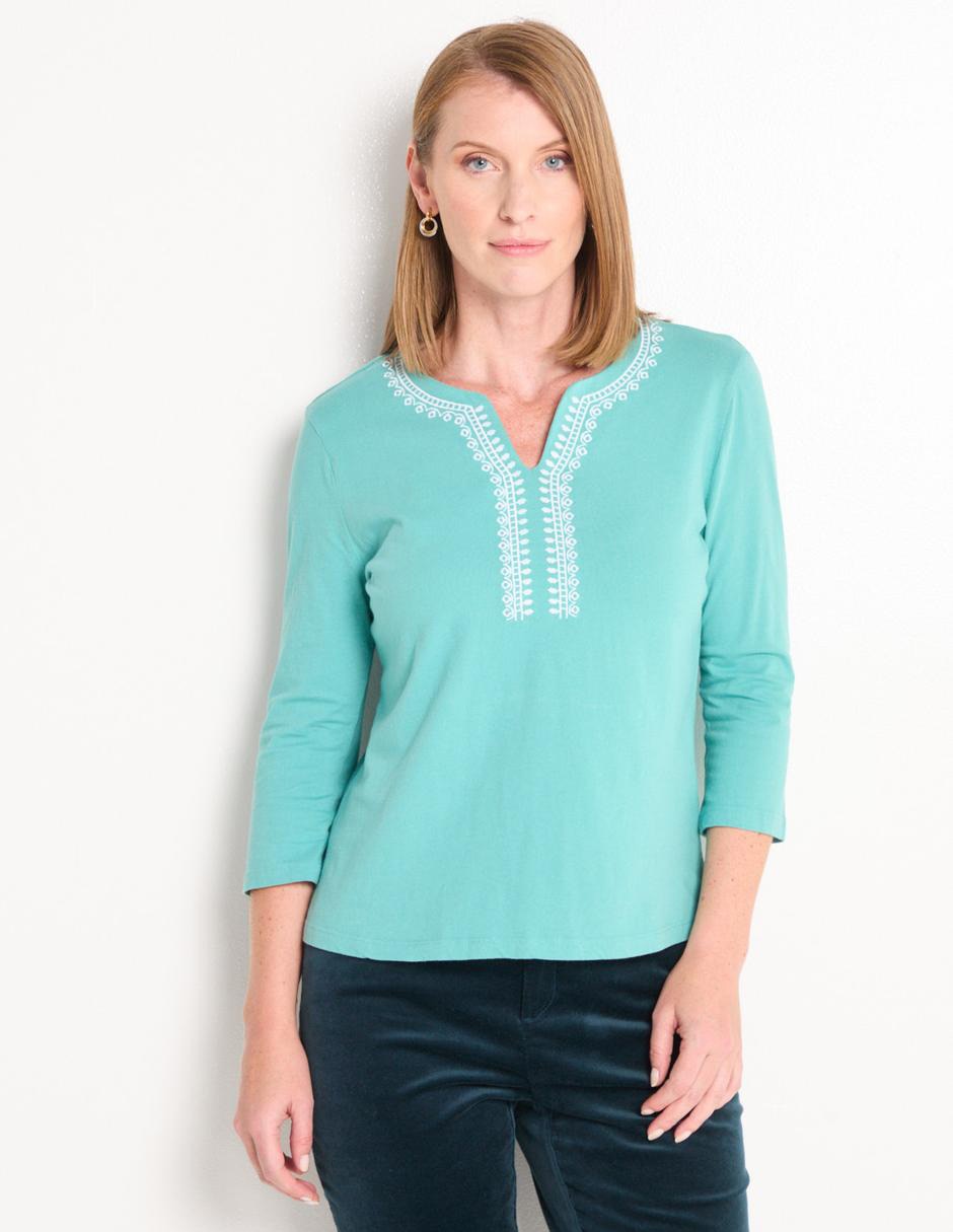 Playera manga 3/4 cuello redondo para mujer Playera manga 3/4 cuello redondo para mujer