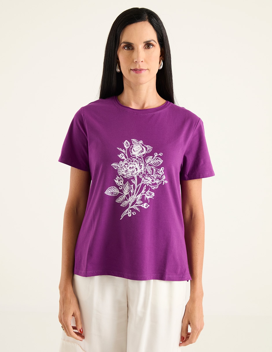 Playera manga corta cuello redondo para mujer 1