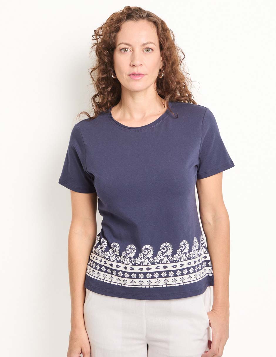 Playera manga corta cuello redondo para mujer Playera manga corta cuello redondo para mujer