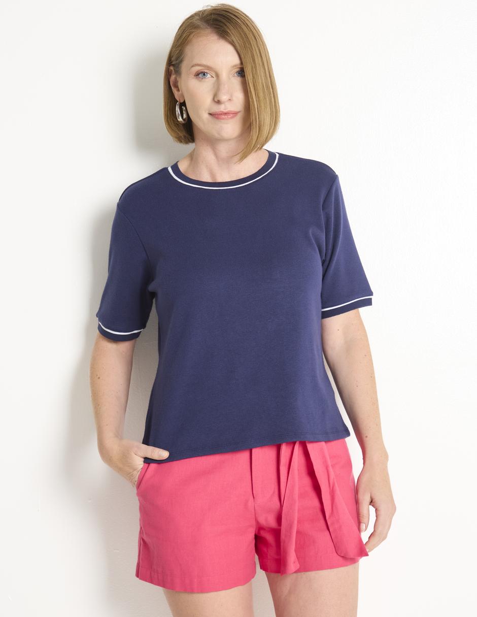 Playera manga corta cuello redondo para mujer