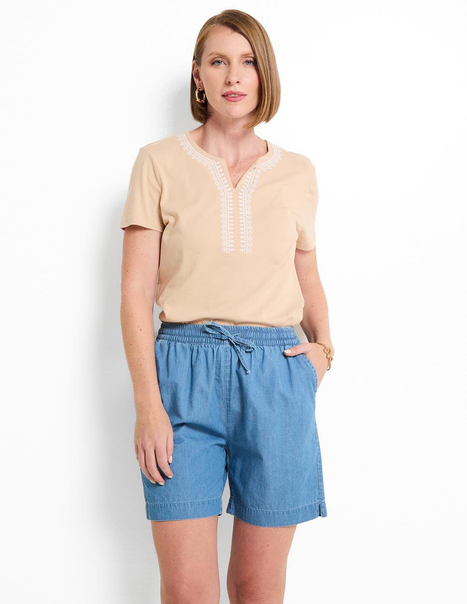 Playera manga corta cuello mao para mujer Playera manga corta cuello mao para mujer