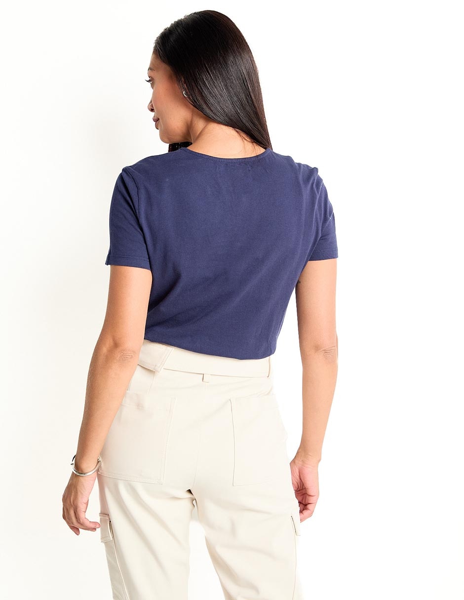 Playera manga corta cuello mao para mujer 2