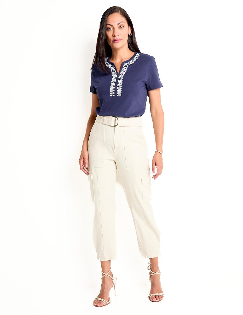 Playera manga corta cuello mao para mujer 3