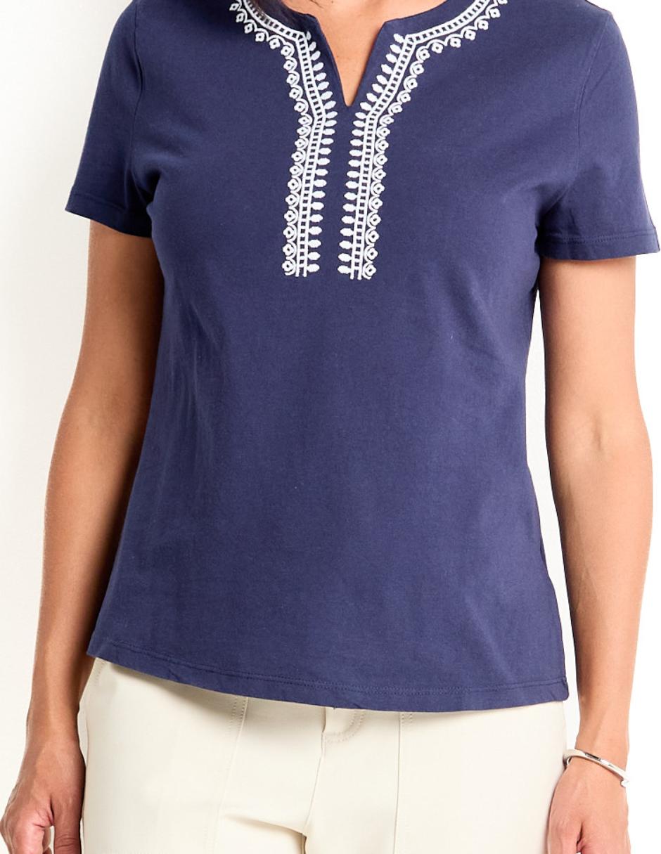 Playera manga corta cuello mao para mujer 5