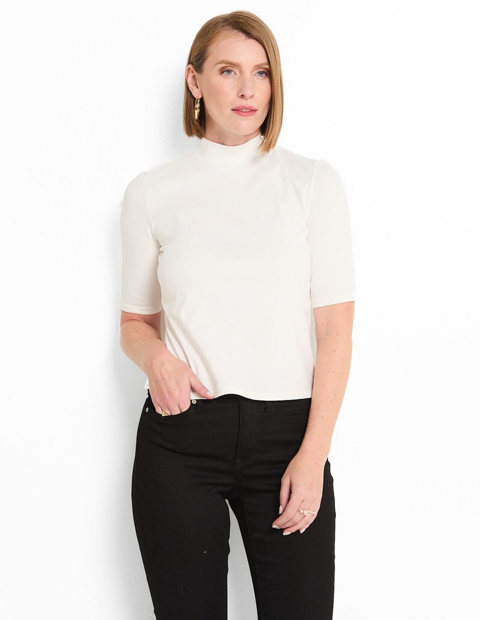 Playera manga corta cuello alto para mujer 1
