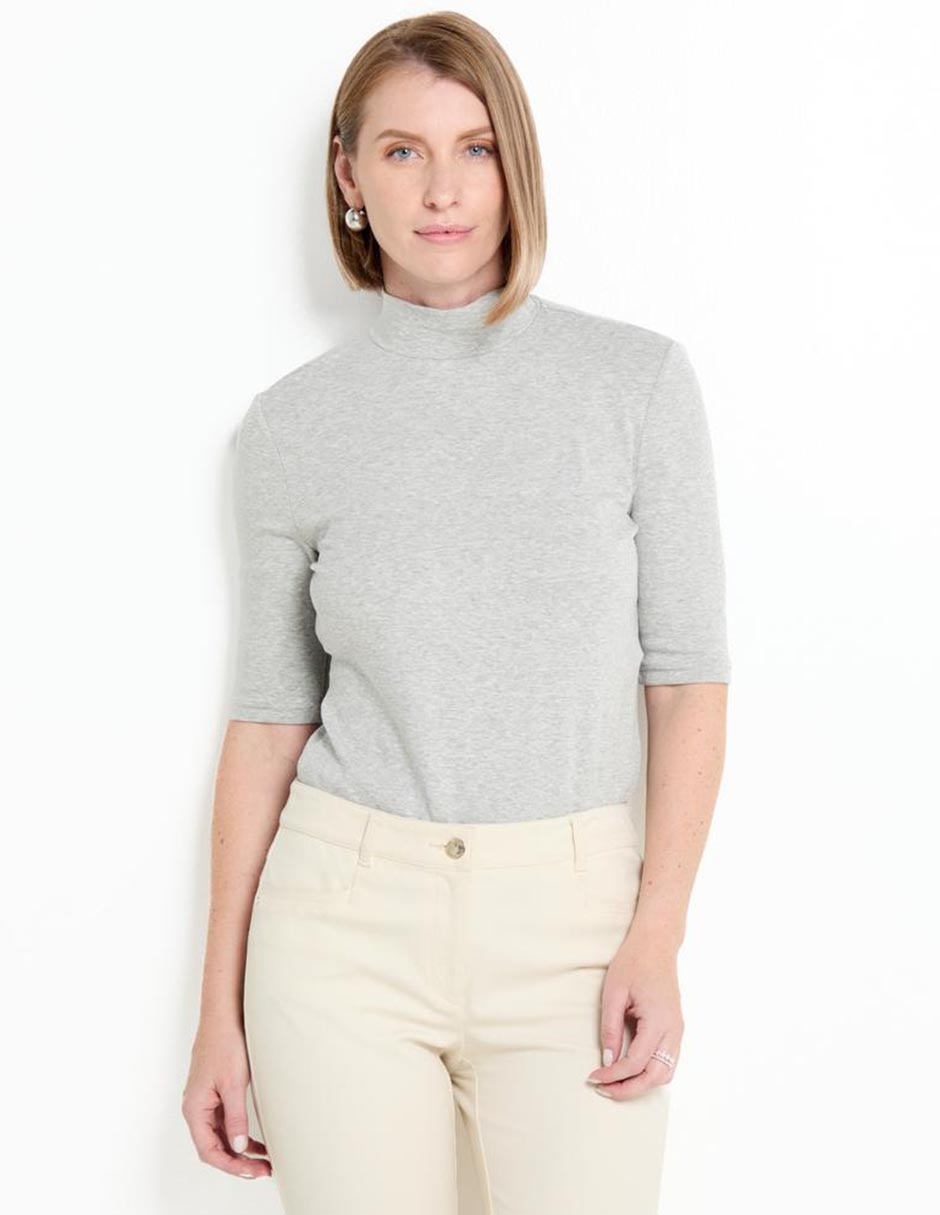 Playera manga corta cuello alto para mujer 1