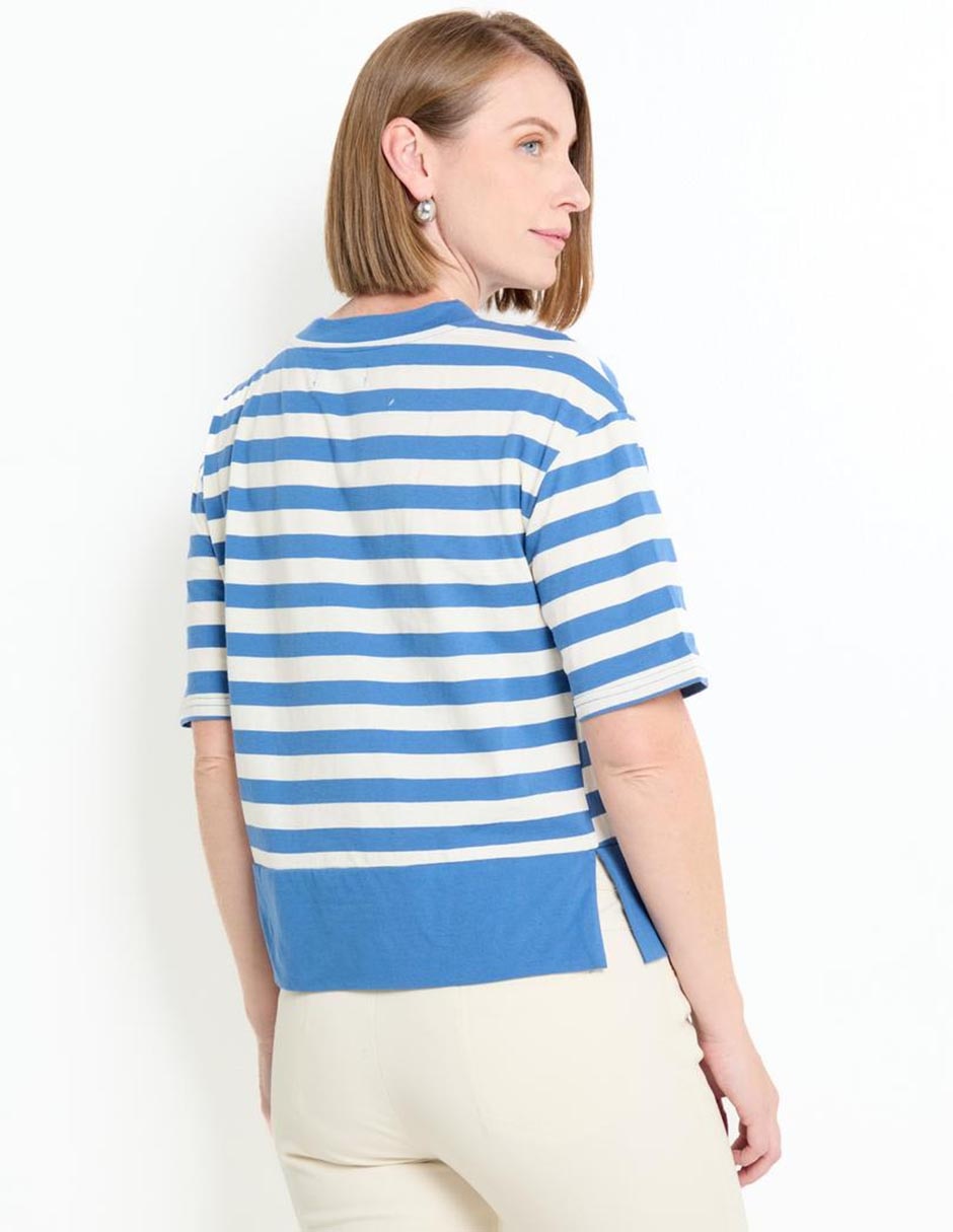 Playera manga al codo cuello redondo para mujer 2