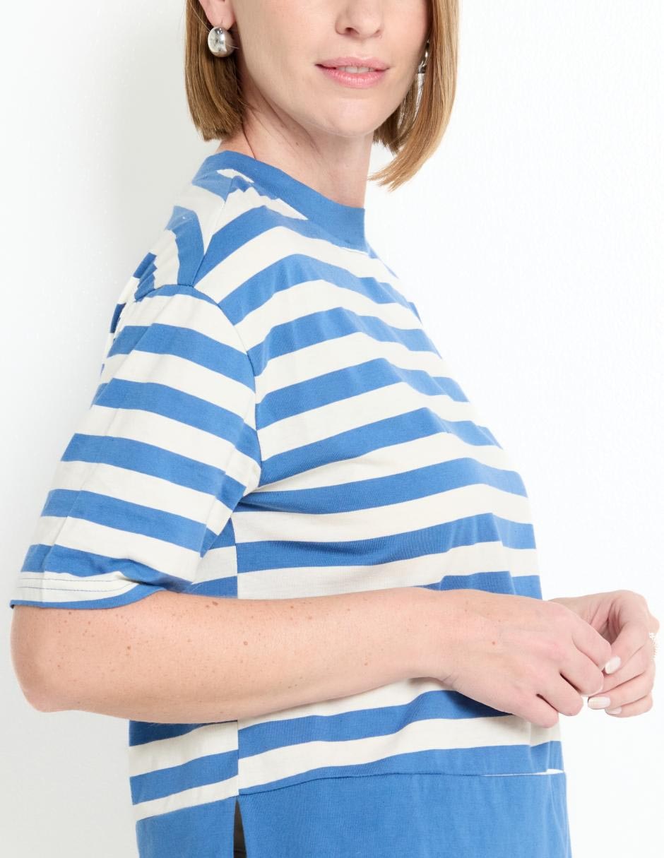 Playera manga al codo cuello redondo para mujer 4