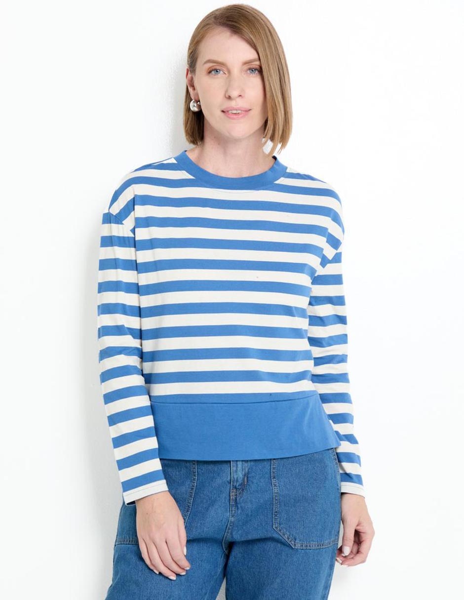 Playera manga larga cuello redondo para mujer Playera manga larga cuello redondo para mujer