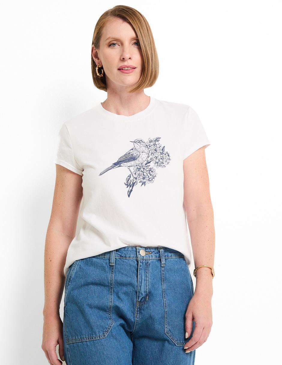 Playera manga corta cuello redondo para mujer