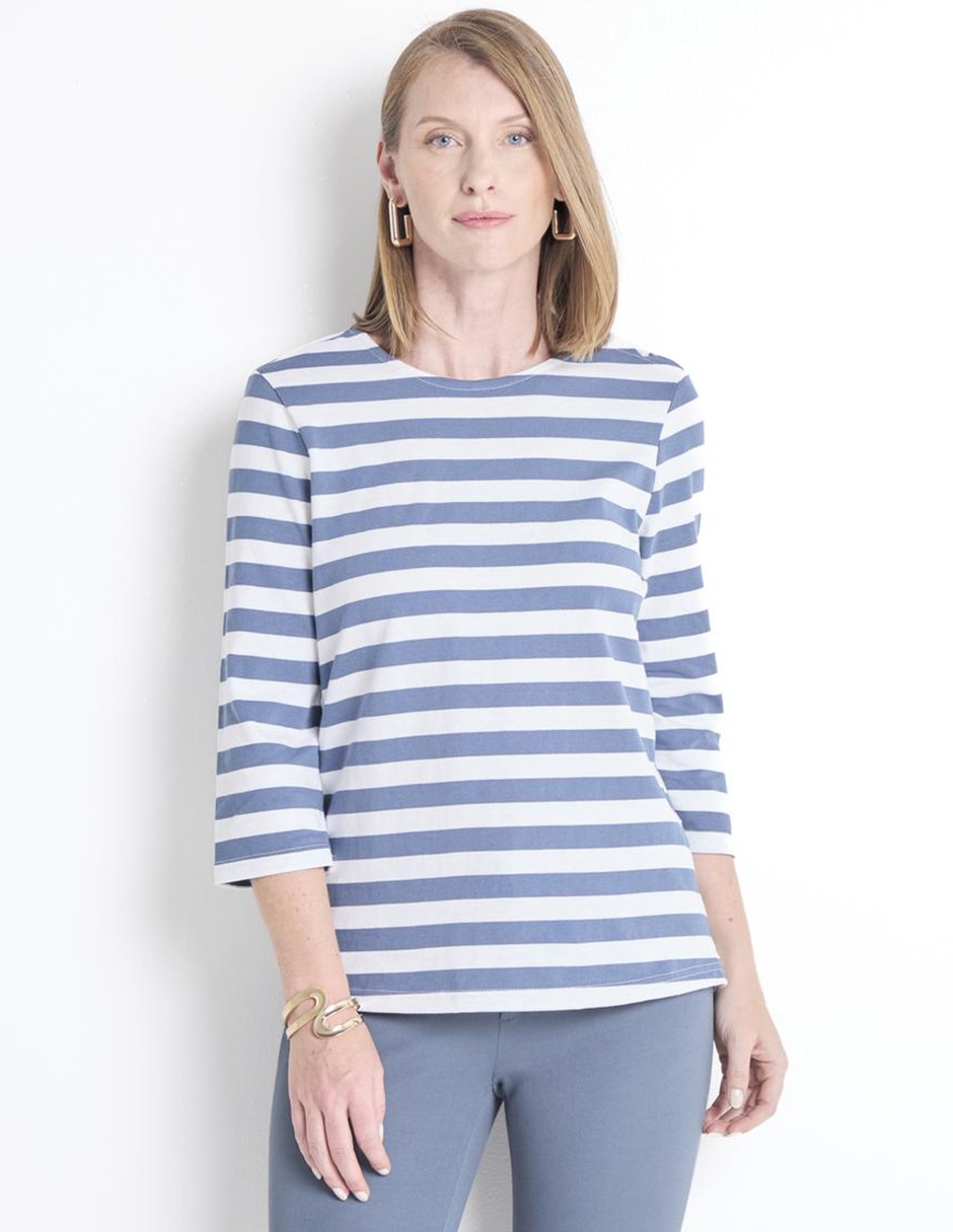 Playera manga 3/4 cuello redondo para mujer Playera manga 3/4 cuello redondo para mujer