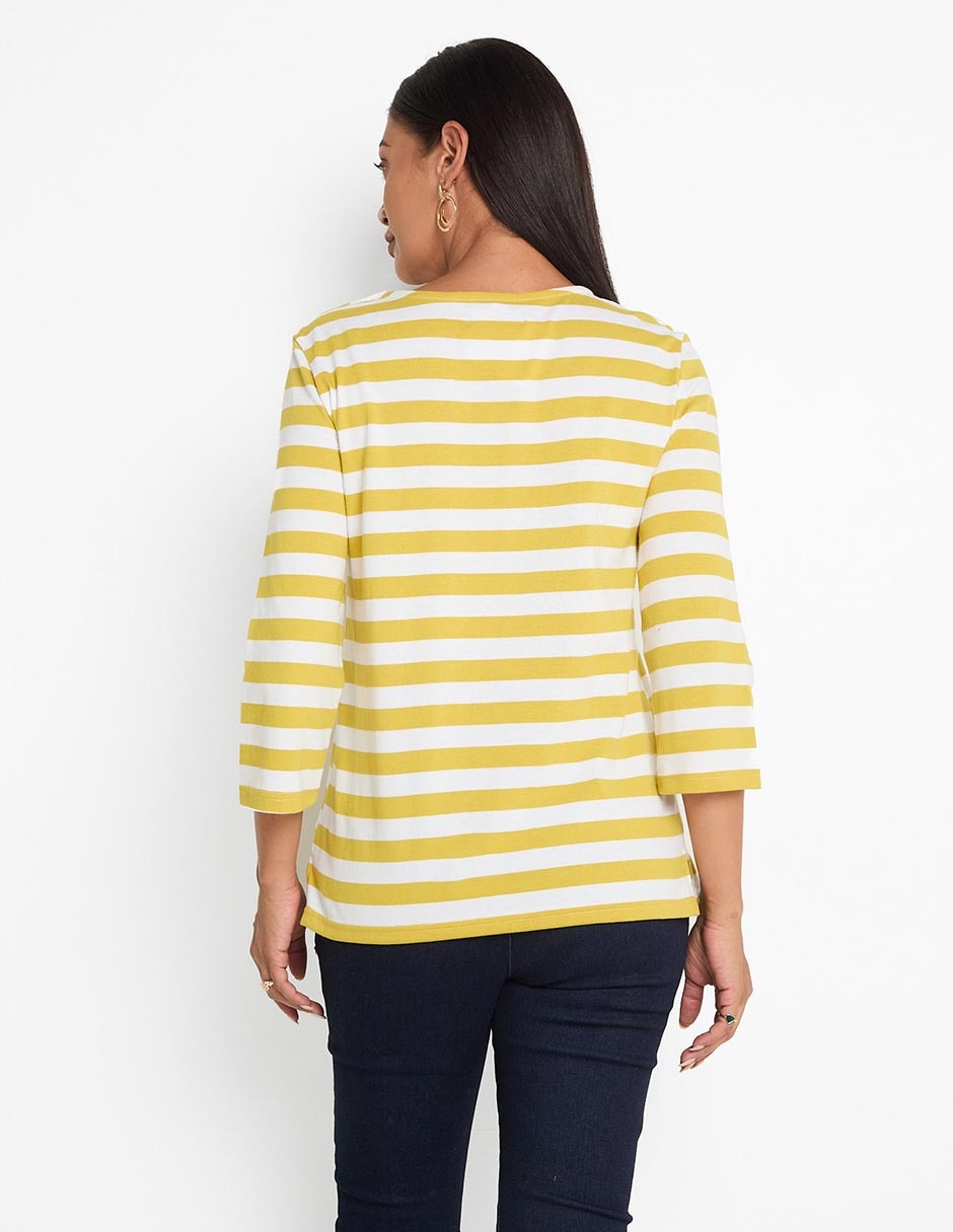 Playera manga 3/4 cuello redondo para mujer 2