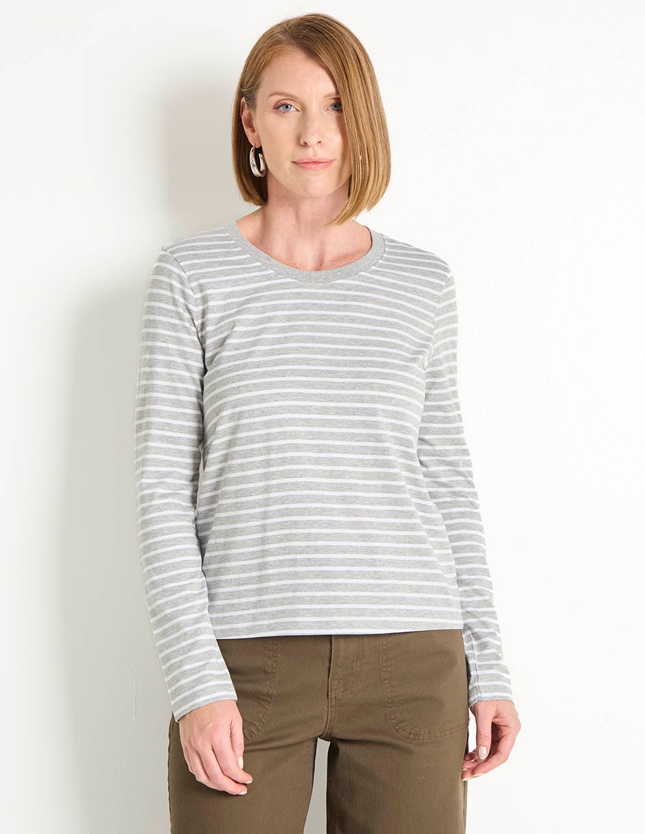 Playera manga larga cuello redondo para mujer 1