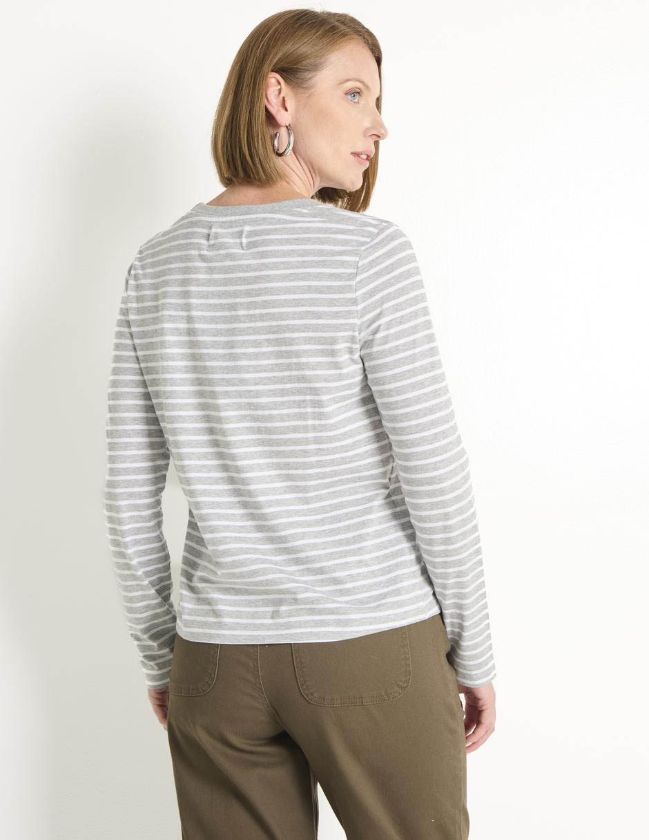 Playera manga larga cuello redondo para mujer 2
