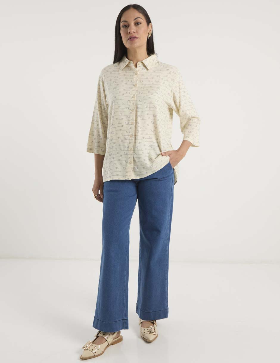 Jeans amplio cintura media para mujer 3