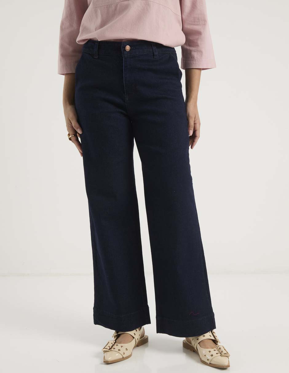 Jeans amplio cintura media para mujer Jeans amplio cintura media para mujer