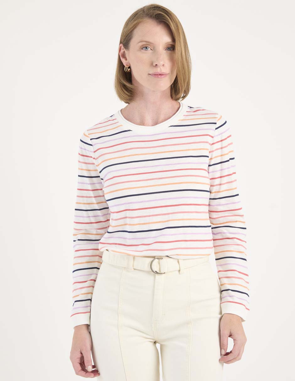 Playera manga larga cuello redondo para mujer 1