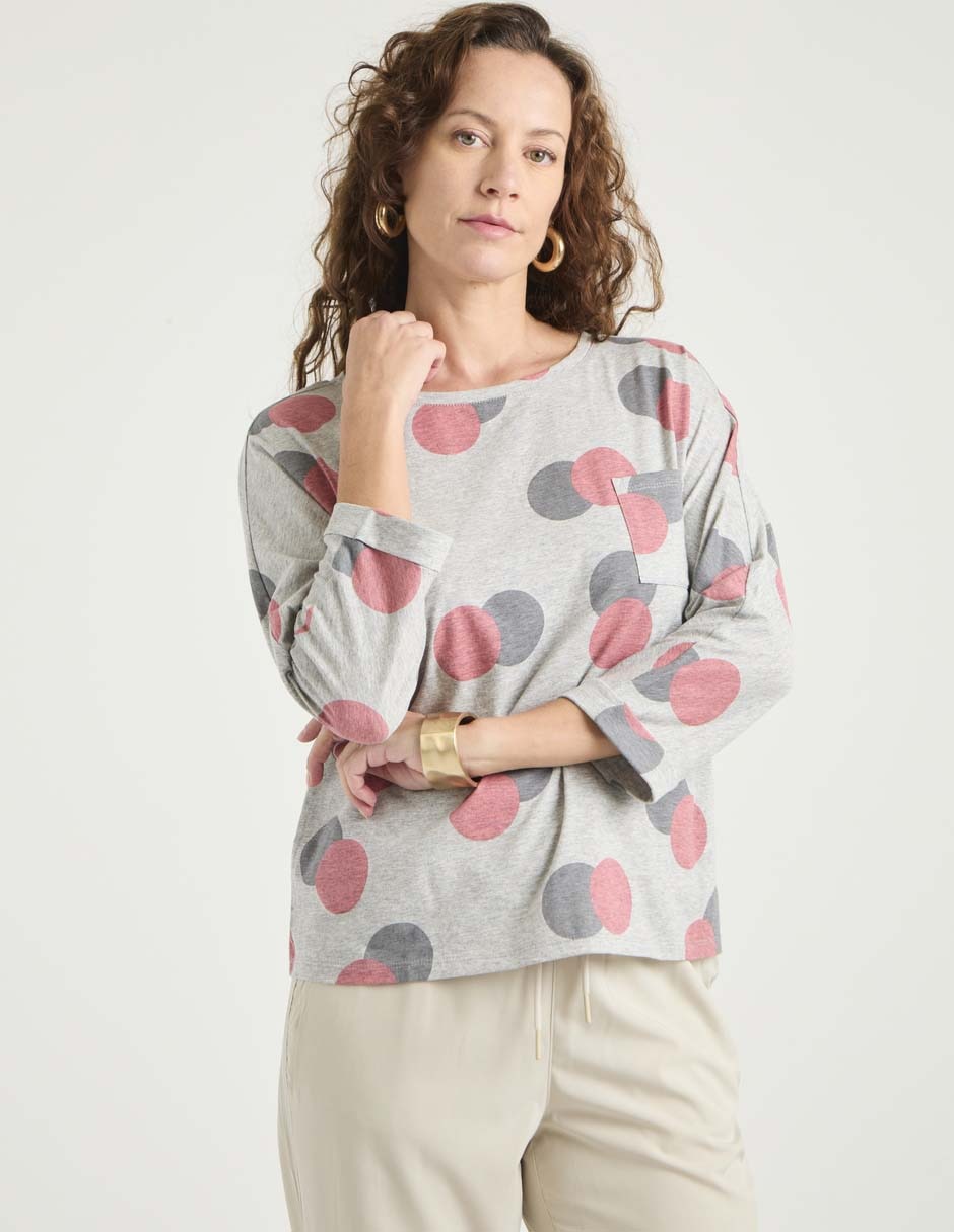 Playera manga 3/4 cuello ojal para mujer Playera manga 3/4 cuello ojal para mujer