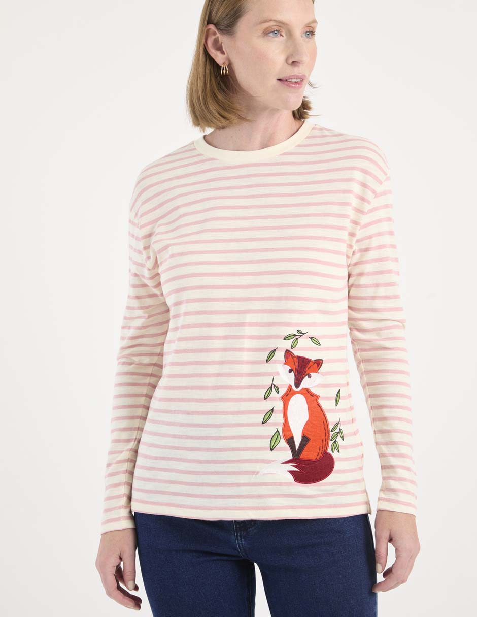 Playera manga larga cuello redondo para mujer 1