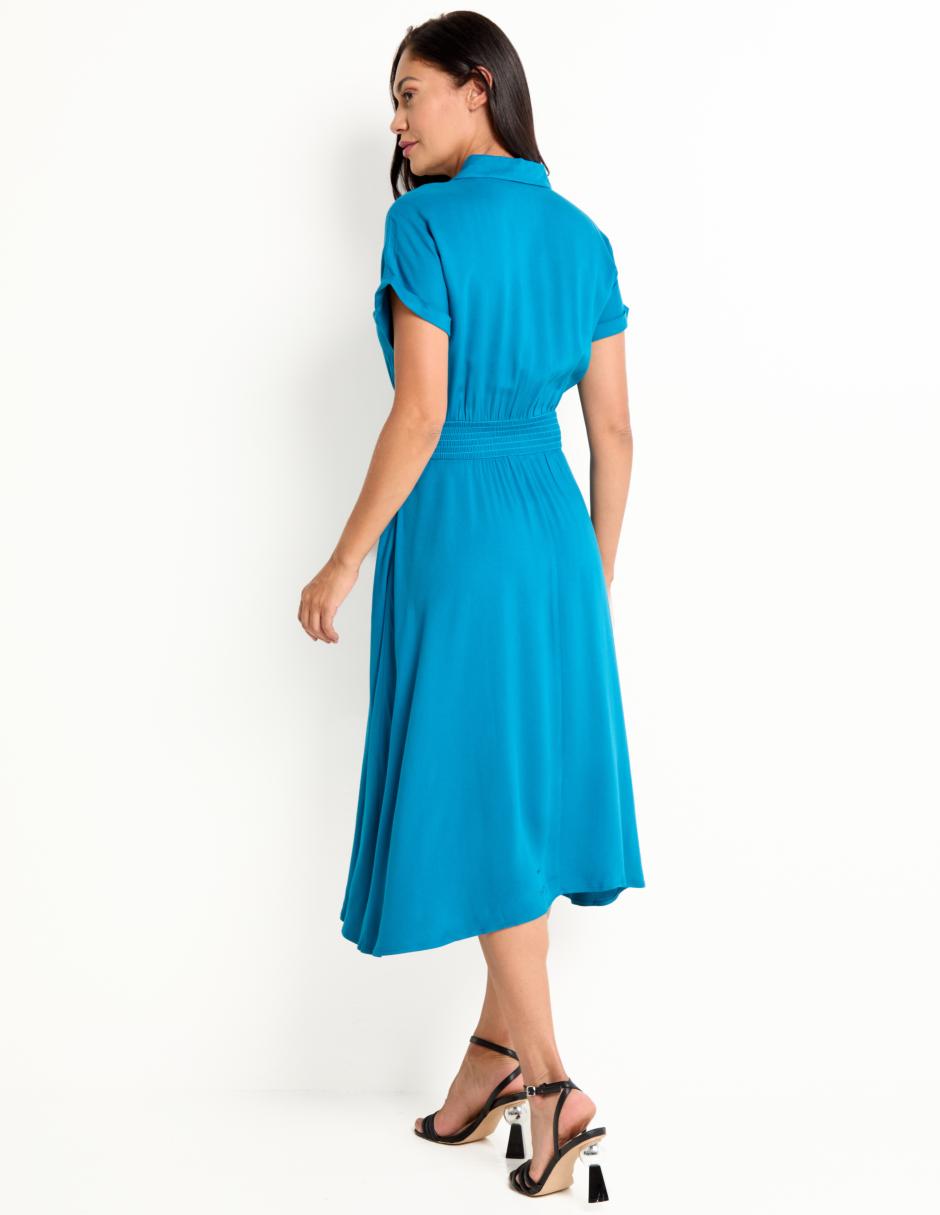 VESTIDO 3/4 WEEKEN, CH, TURQUESA MEDIO
