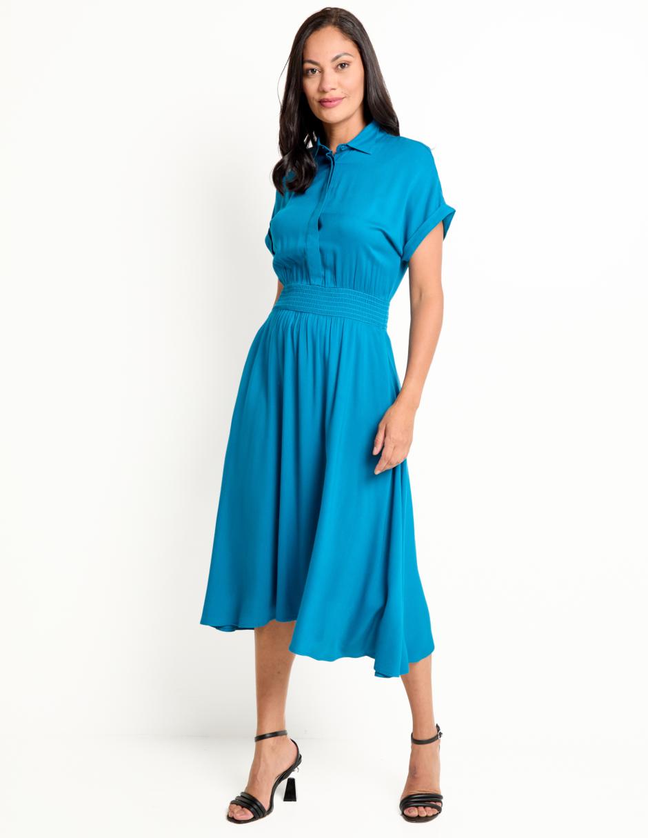 VESTIDO 3/4 WEEKEN, CH, TURQUESA MEDIO