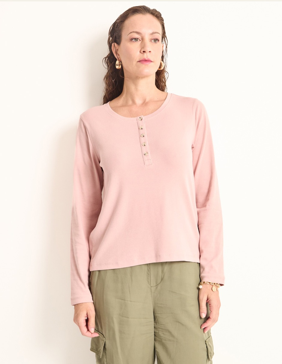 Playera manga larga cuello redondo para mujer Playera manga larga cuello redondo para mujer