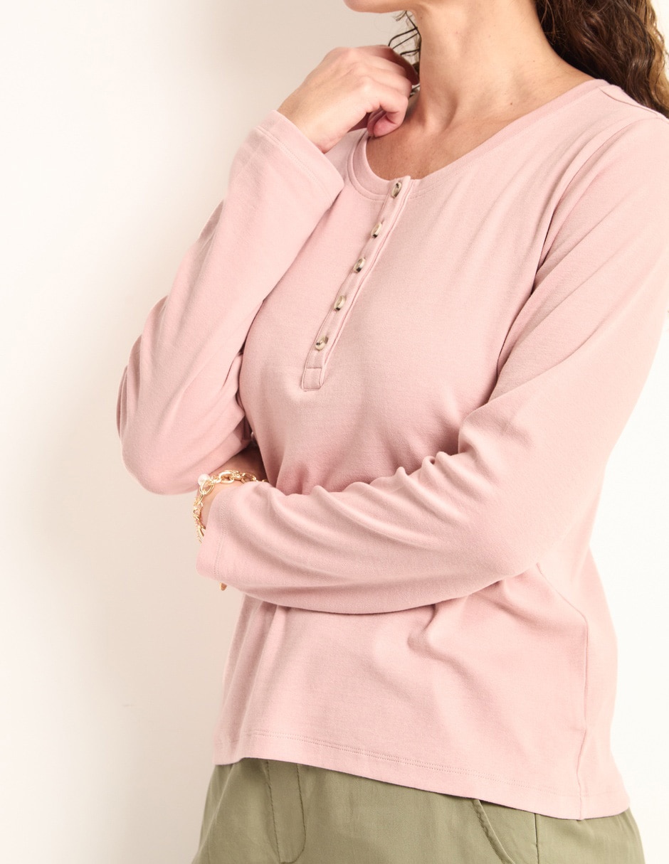 Playera manga larga cuello redondo para mujer 5