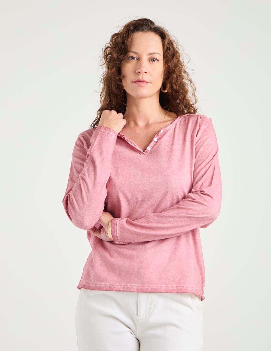 Playera manga larga cuello V para mujer Playera manga larga cuello V para mujer
