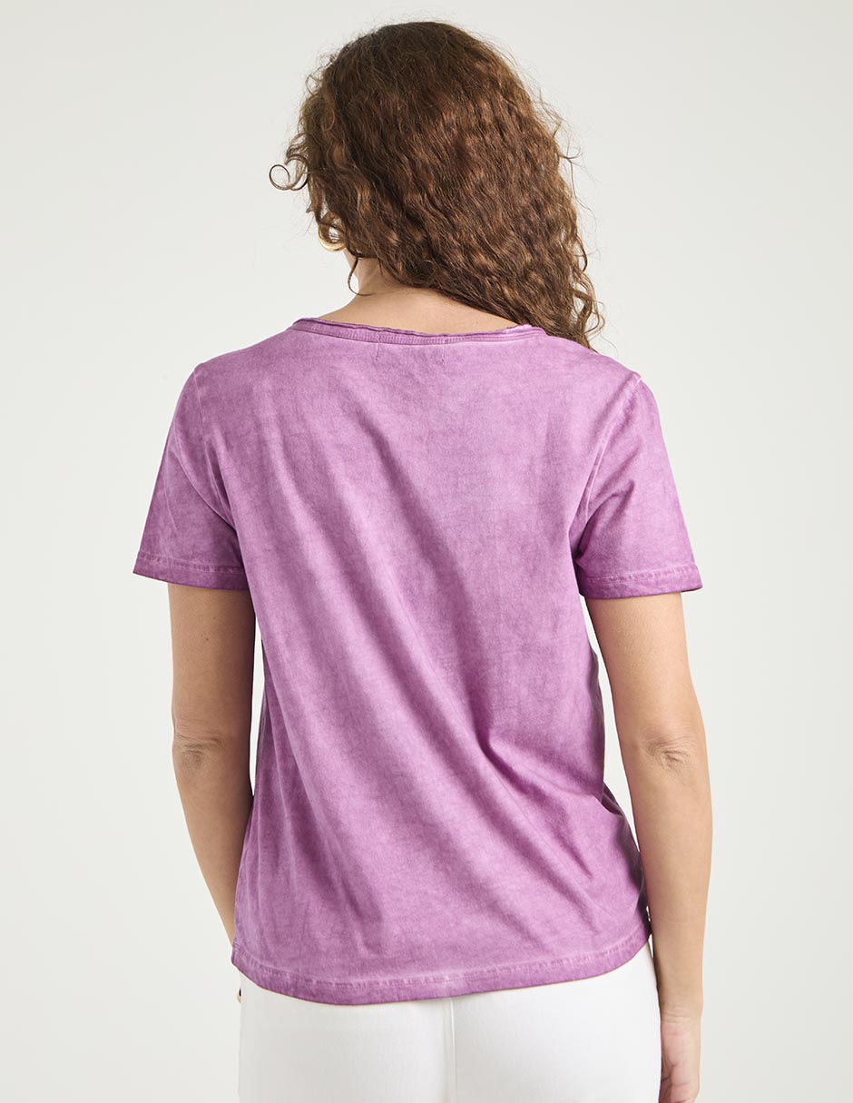 Playera manga corta cuello henley para mujer 2