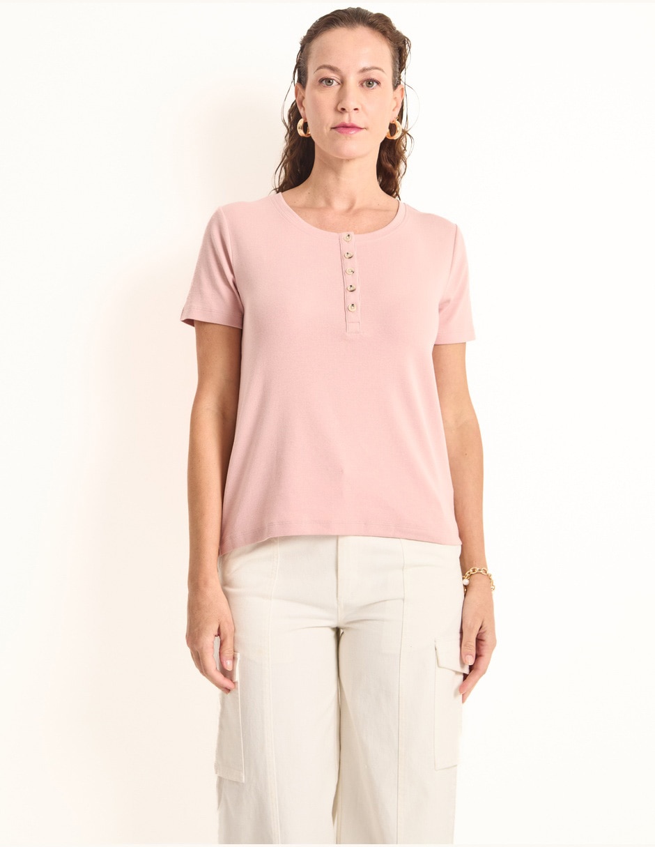 Playera manga corta cuello redondo para mujer 1