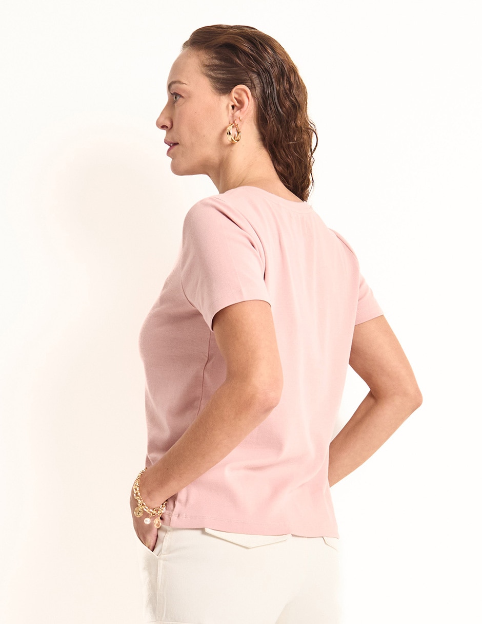 Playera manga corta cuello redondo para mujer 2