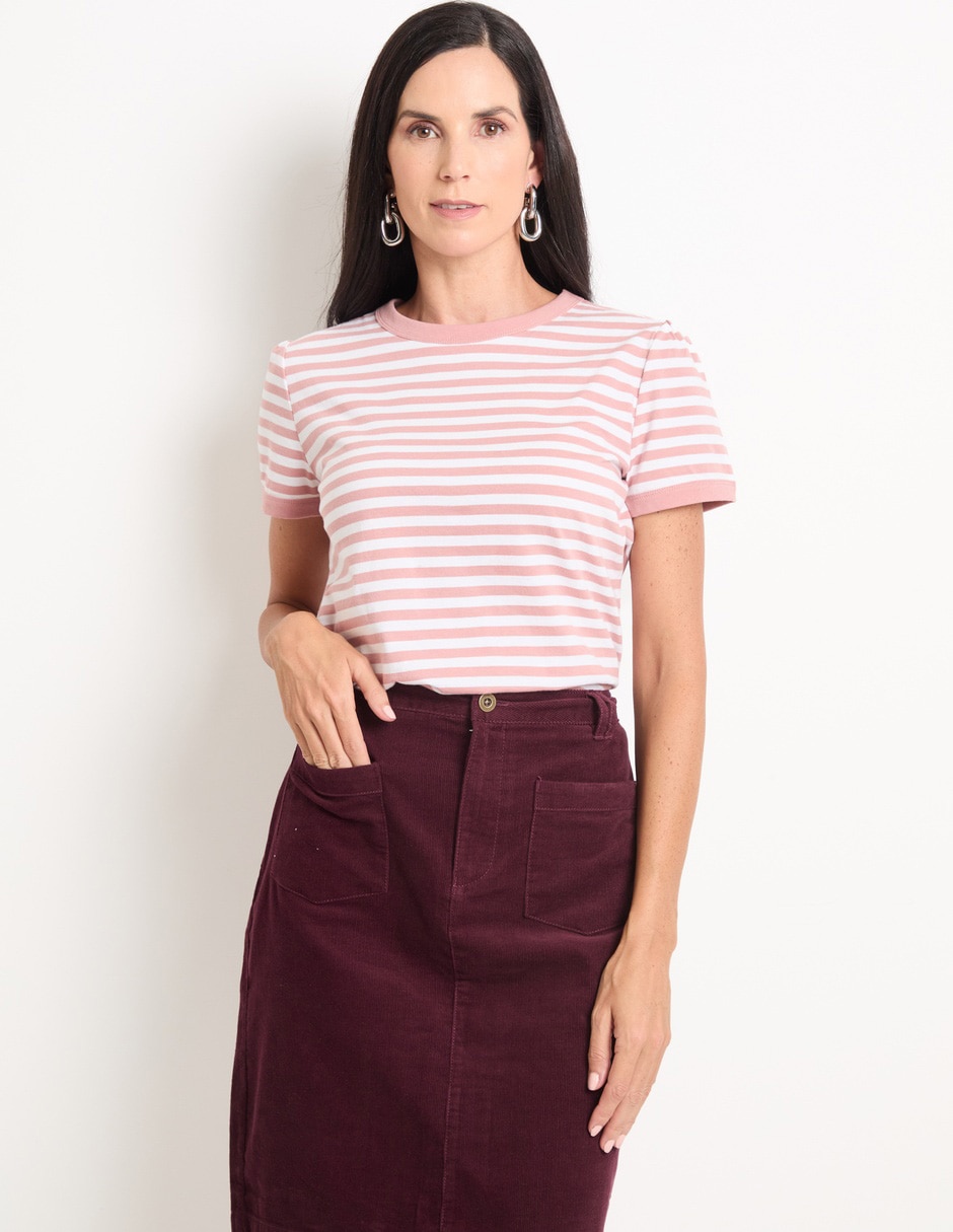 Playera manga corta cuello redondo para mujer 1