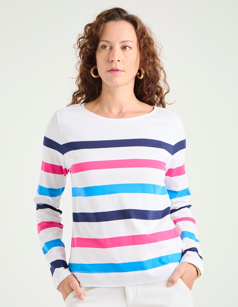Playera manga larga cuello redondo para mujer Playera manga larga cuello redondo para mujer