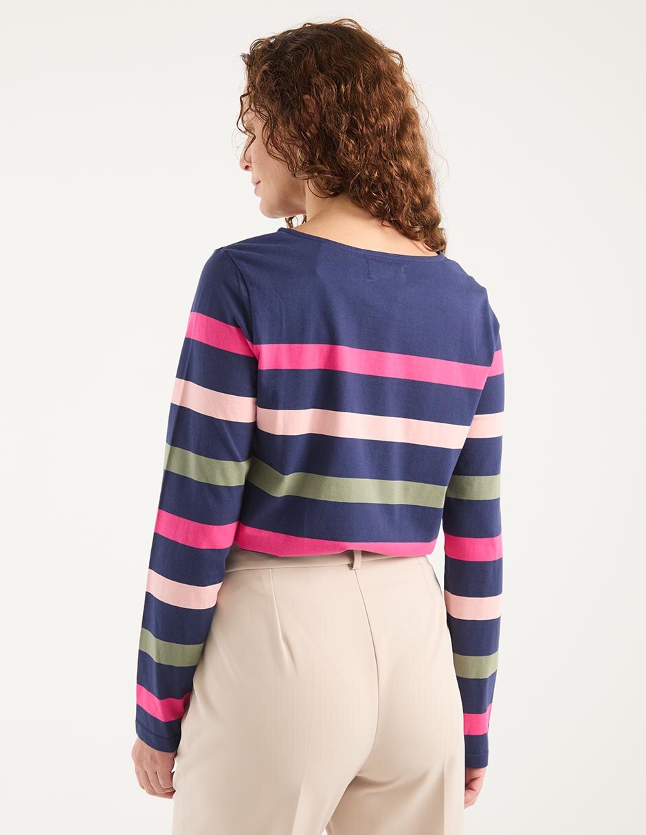 Playera manga larga cuello redondo para mujer 2