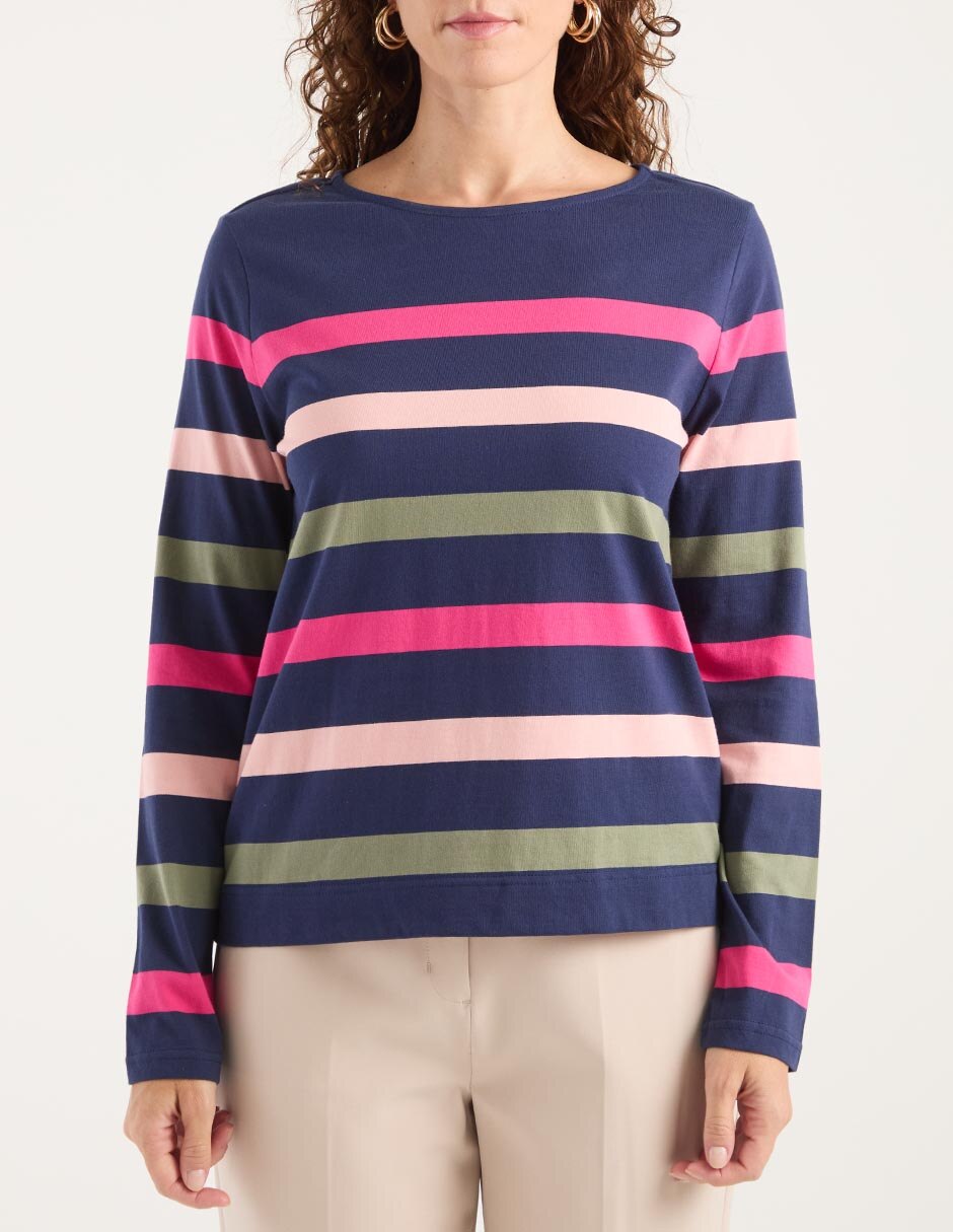 Playera manga larga cuello redondo para mujer 5