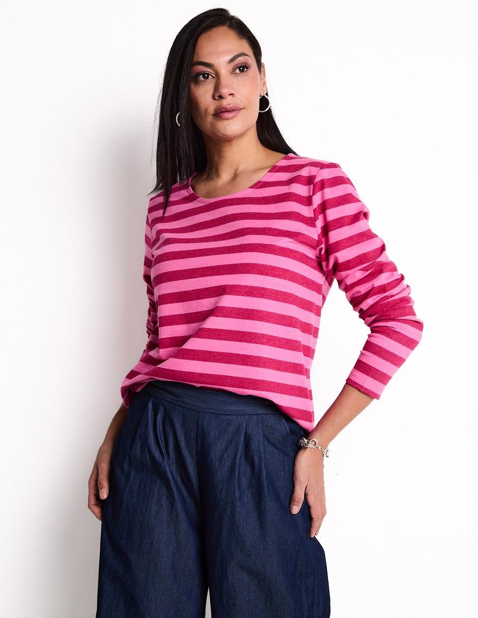 Playera manga larga cuello redondo para mujer 1
