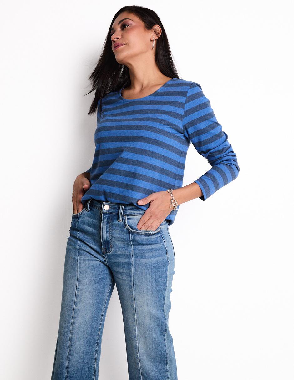 Playera manga larga cuello redondo para mujer Playera manga larga cuello redondo para mujer