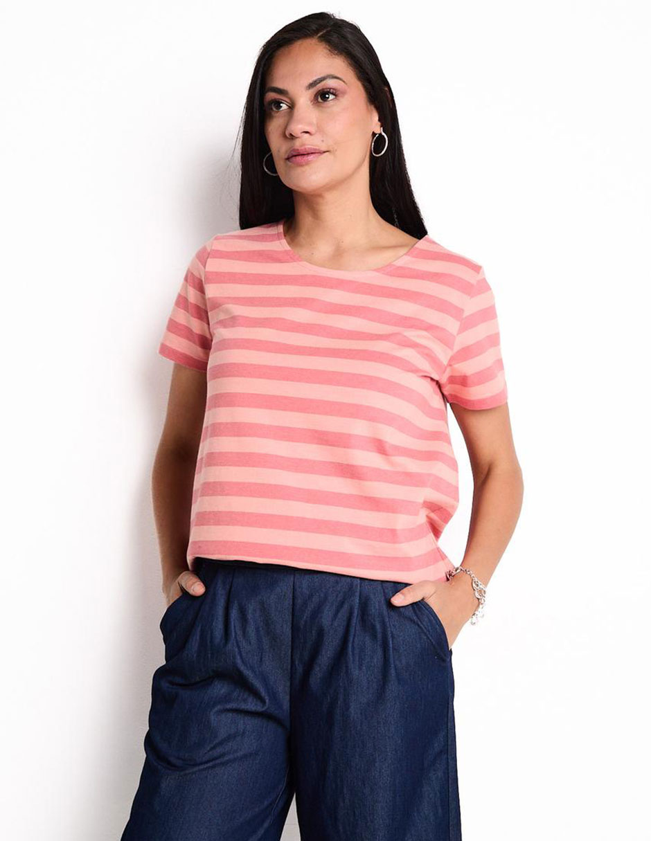 Playera manga corta cuello redondo para mujer 1